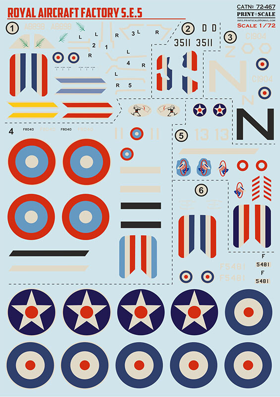 Print Scale 72-467 1:72 Royal Aircraft Factory S.E.5