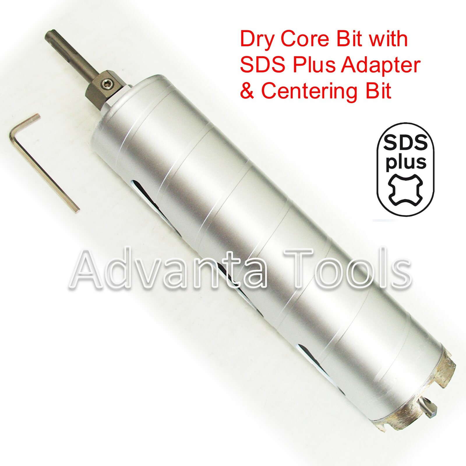 4" Dry Diamond Core Bit for Concrete with SDS Plus Adapter & Pilot Drill Bit