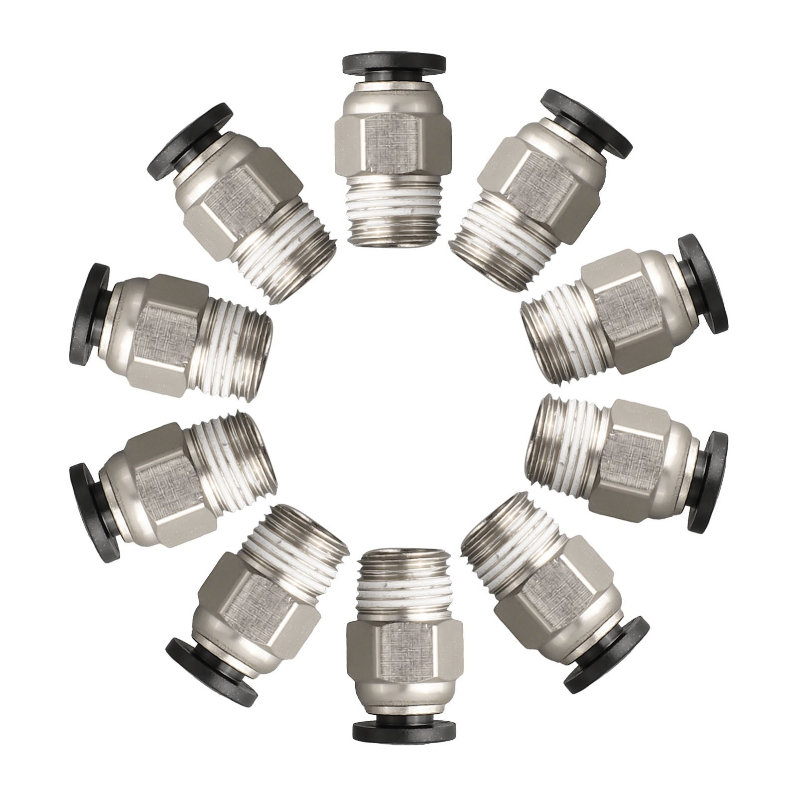 Push Straight Pneumatic Connector Stainless Steel Thread External Fitting