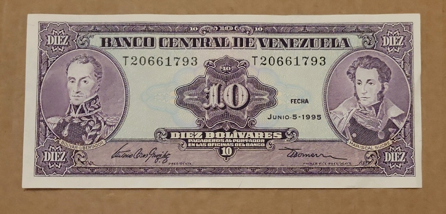 VENEZUELA, 10 BOLIVARES, 1995