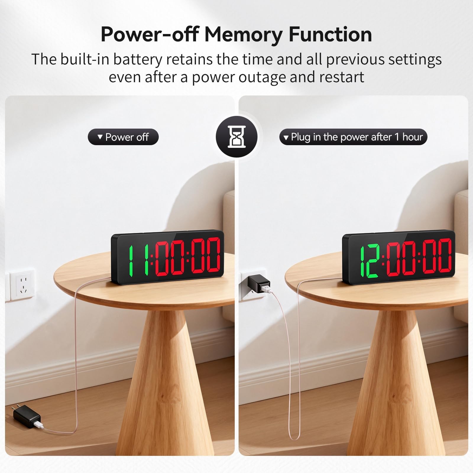 Large 12" LED Gym Timer Clock with Remote - Interval Countdown Stopwatch for Spo