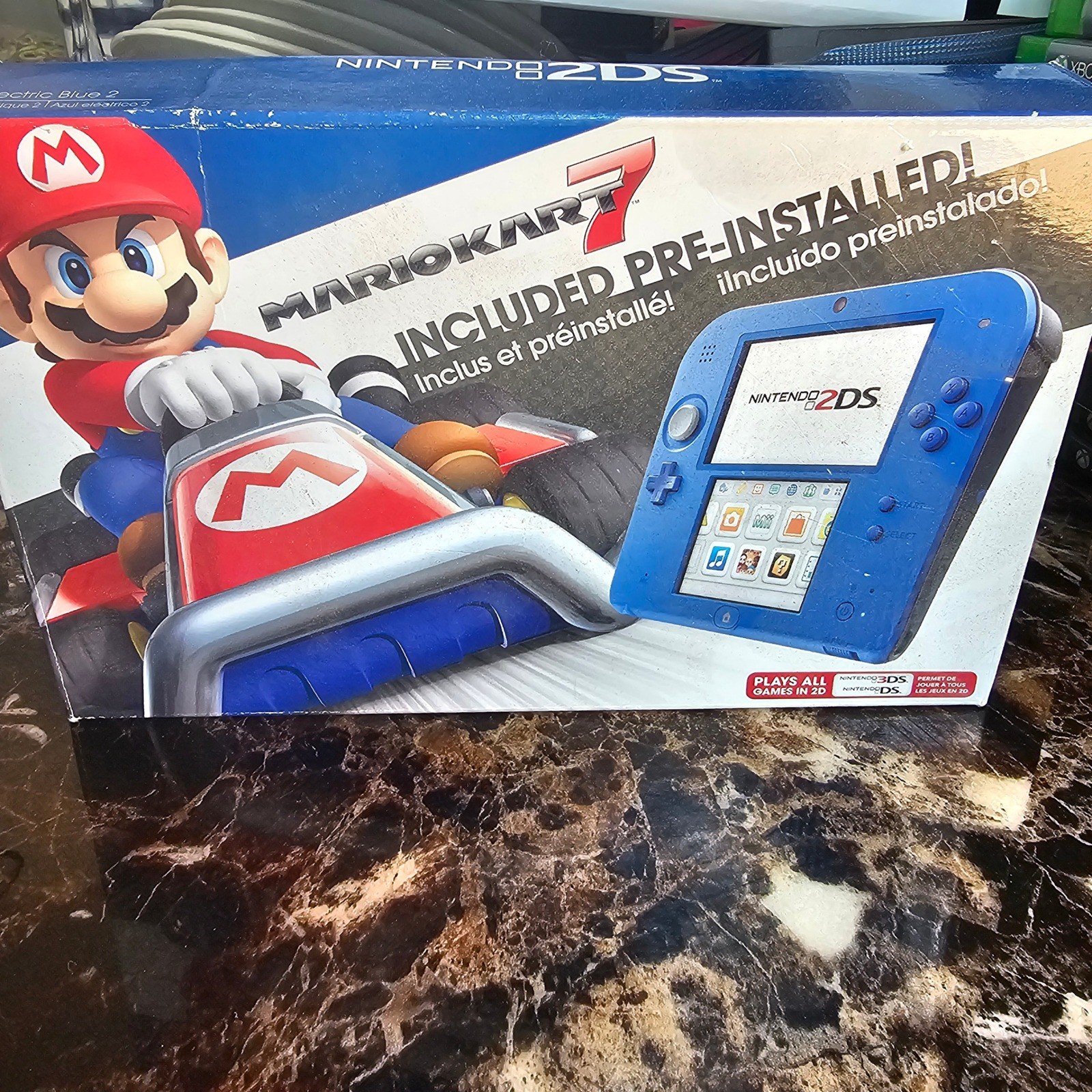 Nintendo 2DS Electric Blue 2 Mario Kart 7 Replacement Empty Box Only No Console