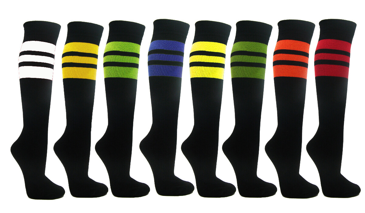Couver Black REFEREE Striped Knee High Baseball/Softball Sports Cushioned Socks