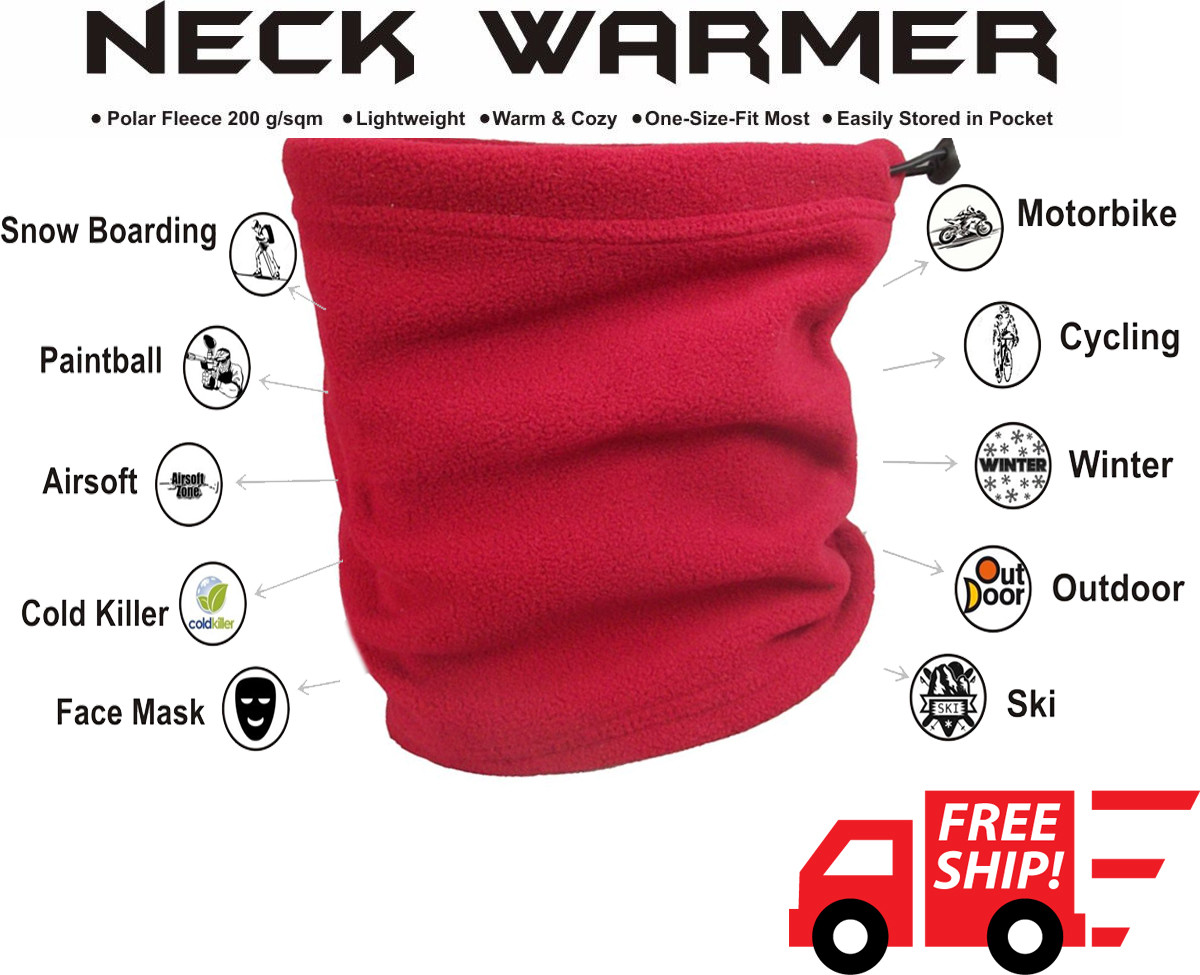 Red Neck warmer Face Mask Snowboard Cold Weather Bike wear ski Thermal Bike 3in1