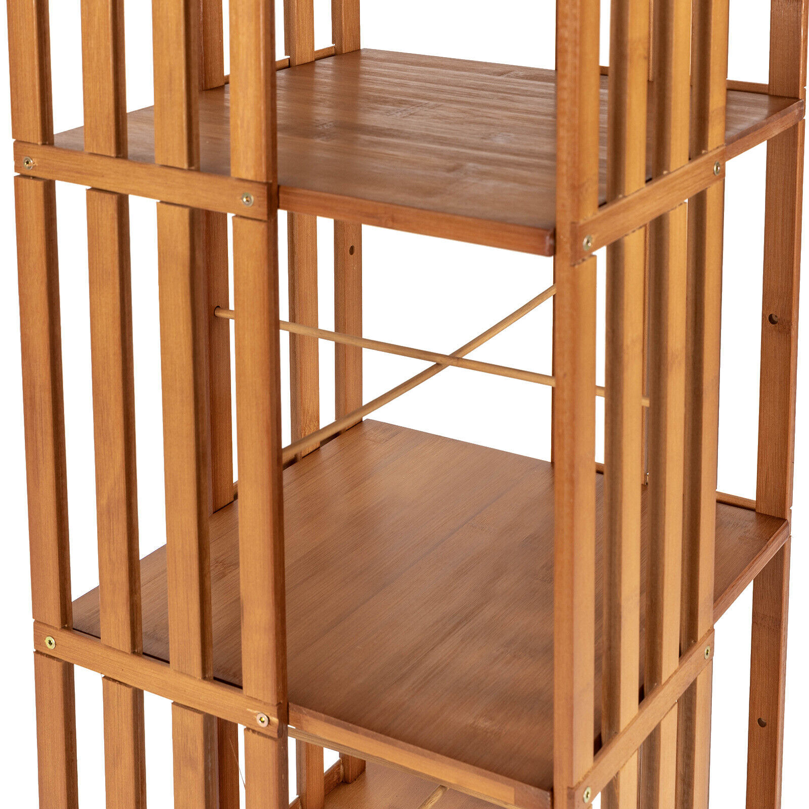 360° Rotating Bookshelf Wood Bookcase Storage Shelf Freestanding Display Rack US