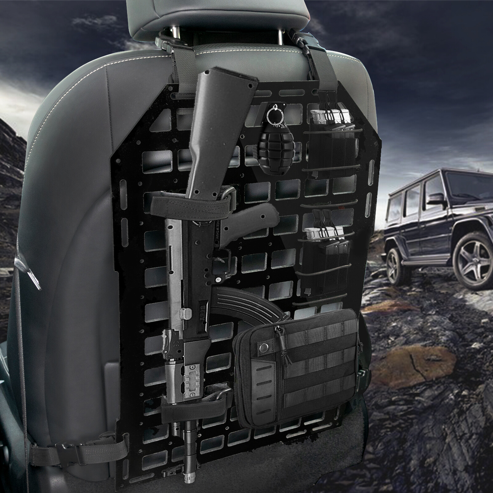2pc Tactical Rigid MOLLE Panel Car Vehicle Seat Back hunting Storage Organizer