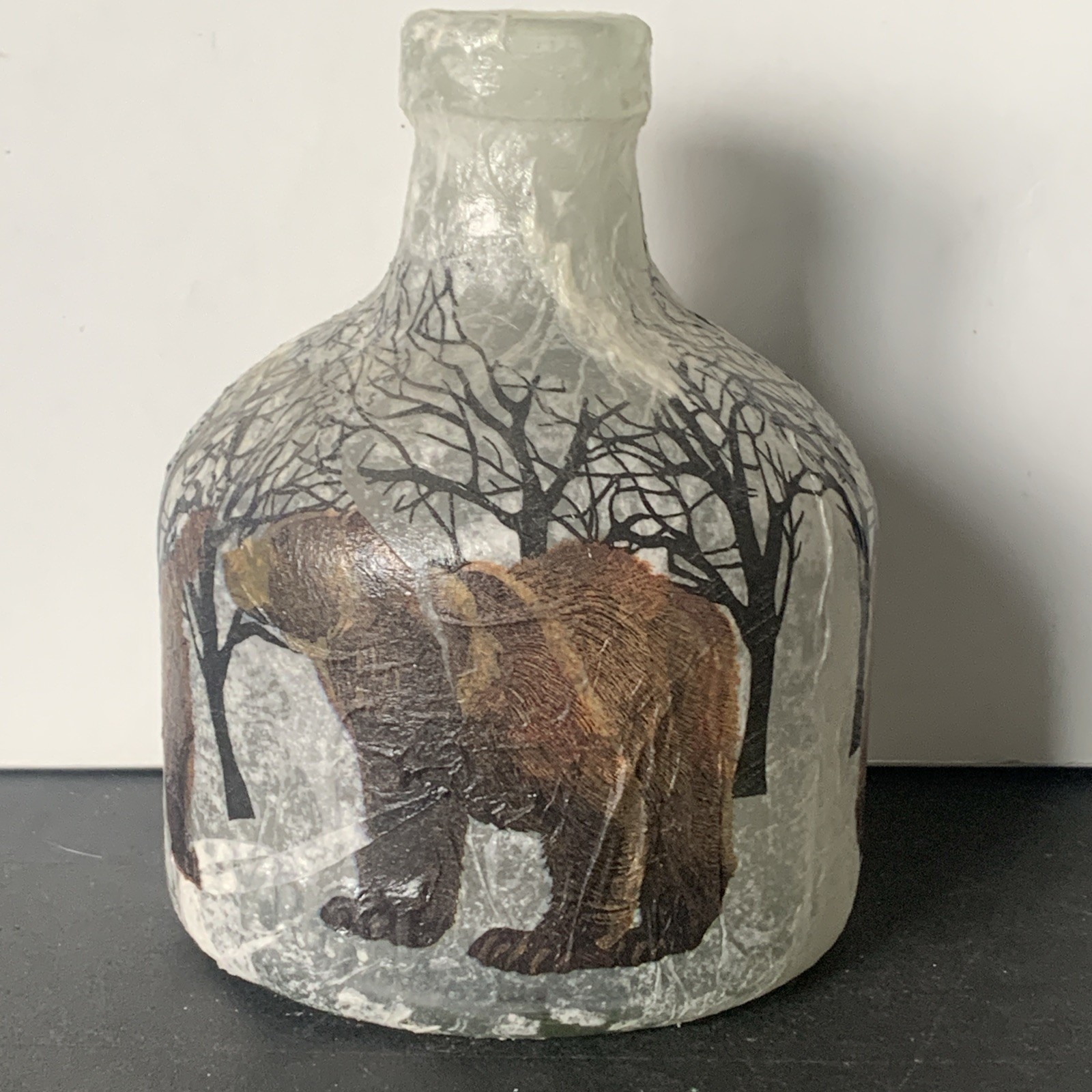Decorative Decoupage 6.25” Bears Collectible Jar