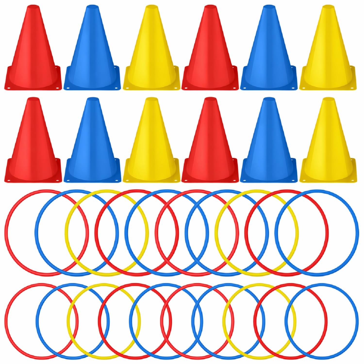 52 Pcs Ring Toss Game Set 12 7 Inch 7 Inch, Red, Blue, Yellow