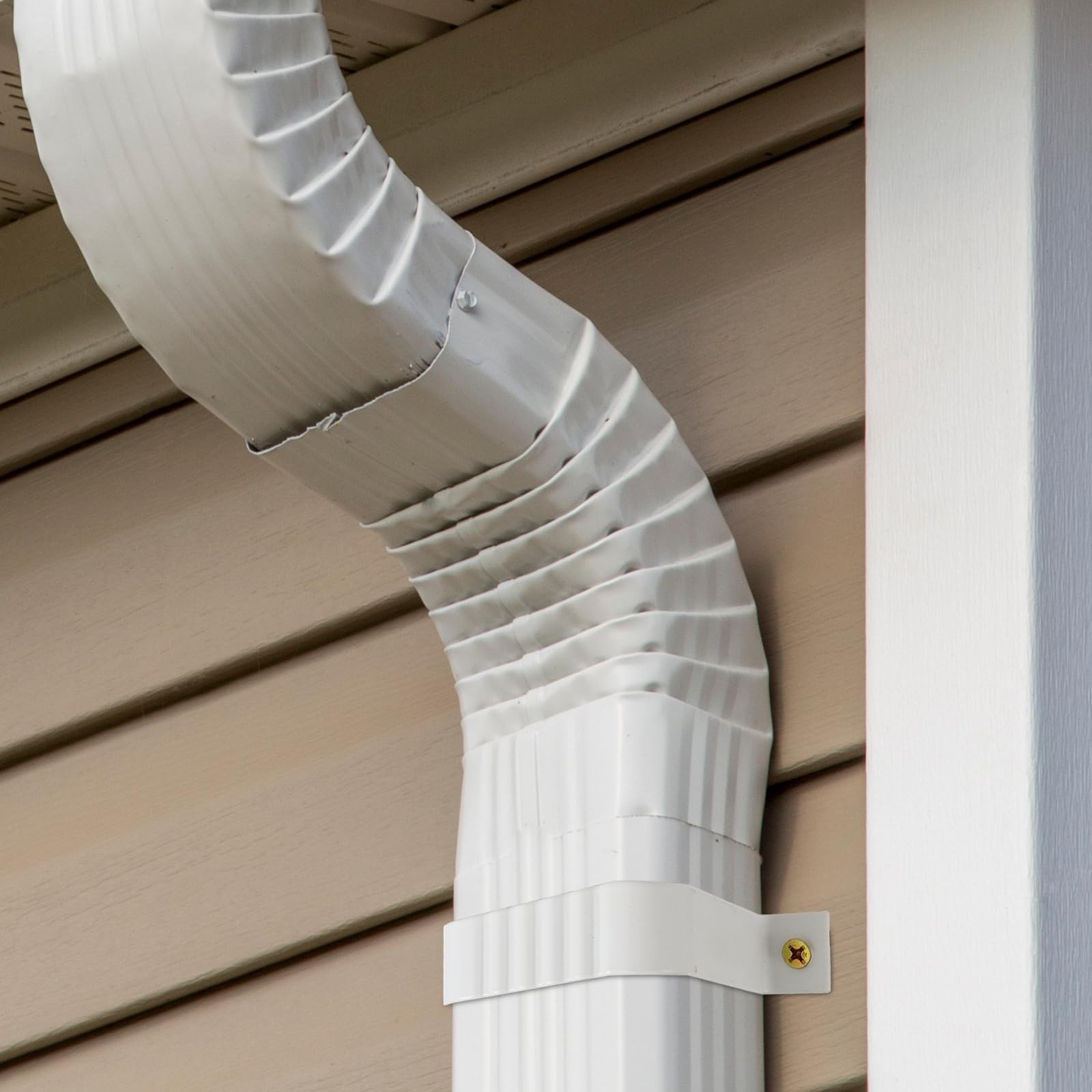Gutter Downspout Straps - 2x3, White (2 Pack) With Brackets white