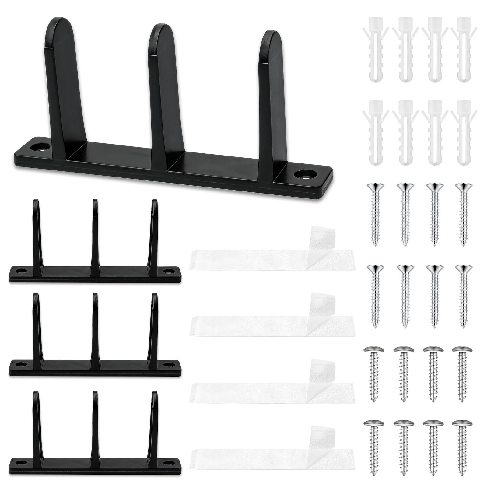 4 Pack Black Sliding Closet Door Floor Guide Universal Bottom Guide Set