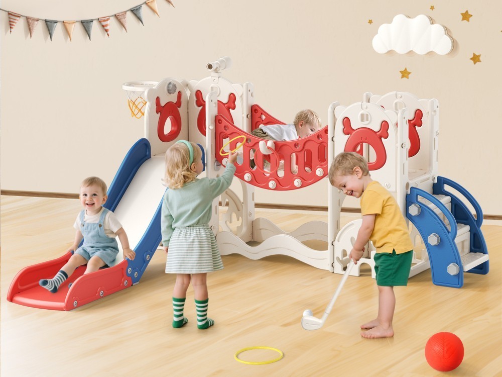 Kids Slide Climber Playset 8-in-1Toddler Large Slide Indoor & Outdoor Drawing