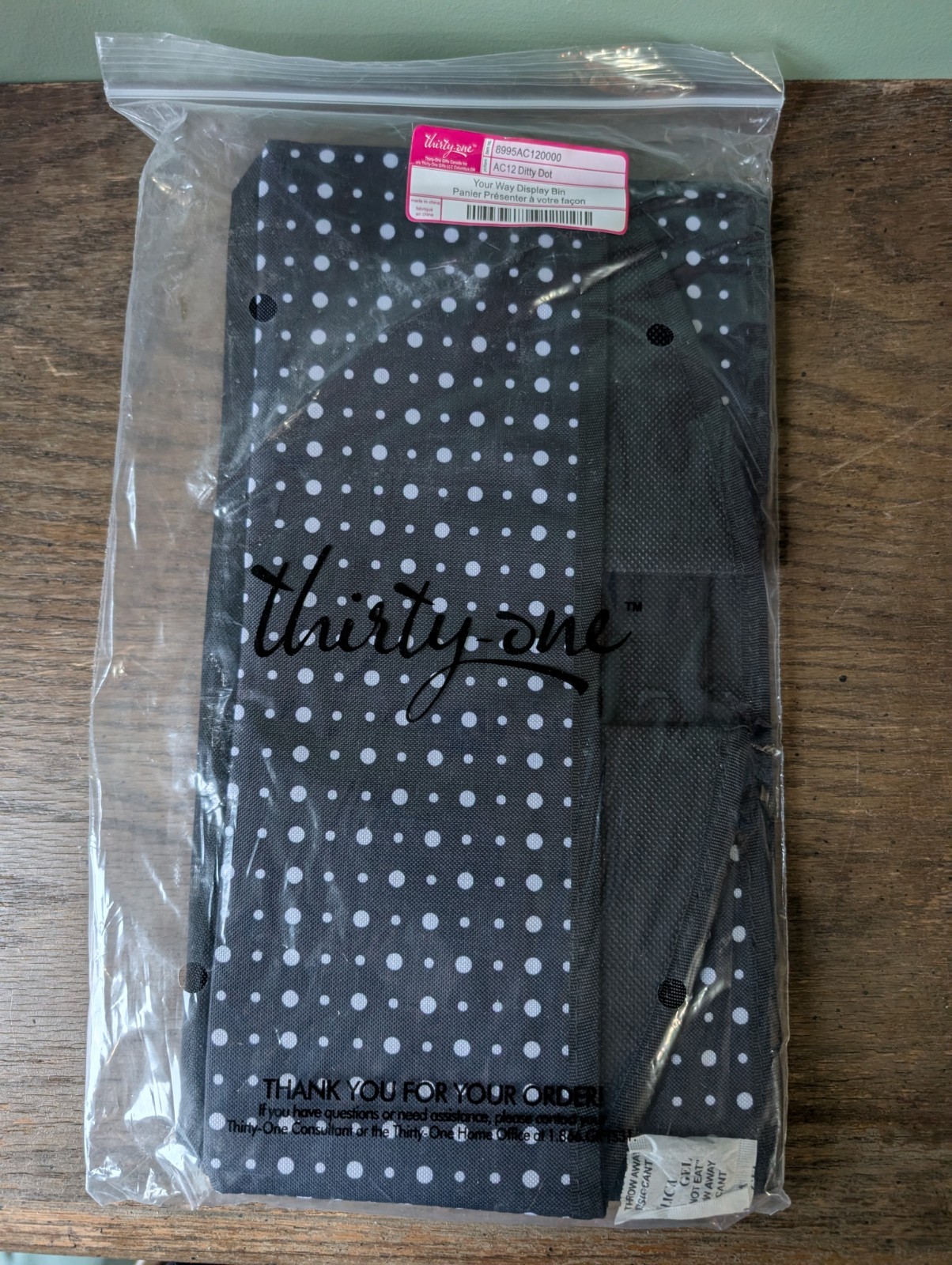 Thirty-One Your Way Display Bin Ditty Dot Retired Black/White Polka Dots NEW