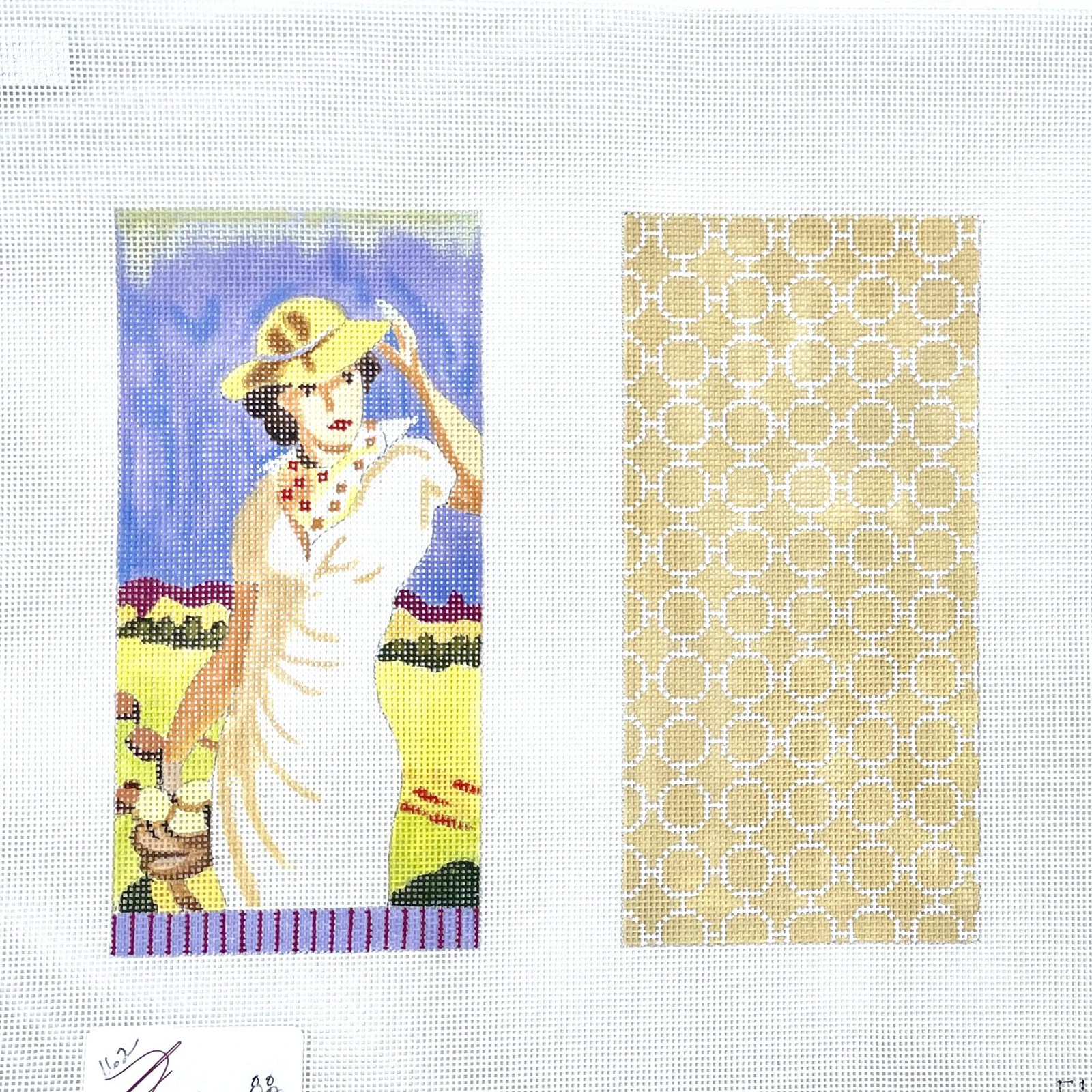 Colors of Praise hand painted needlepoint canvas Woman Golfer Eyeglass case retr