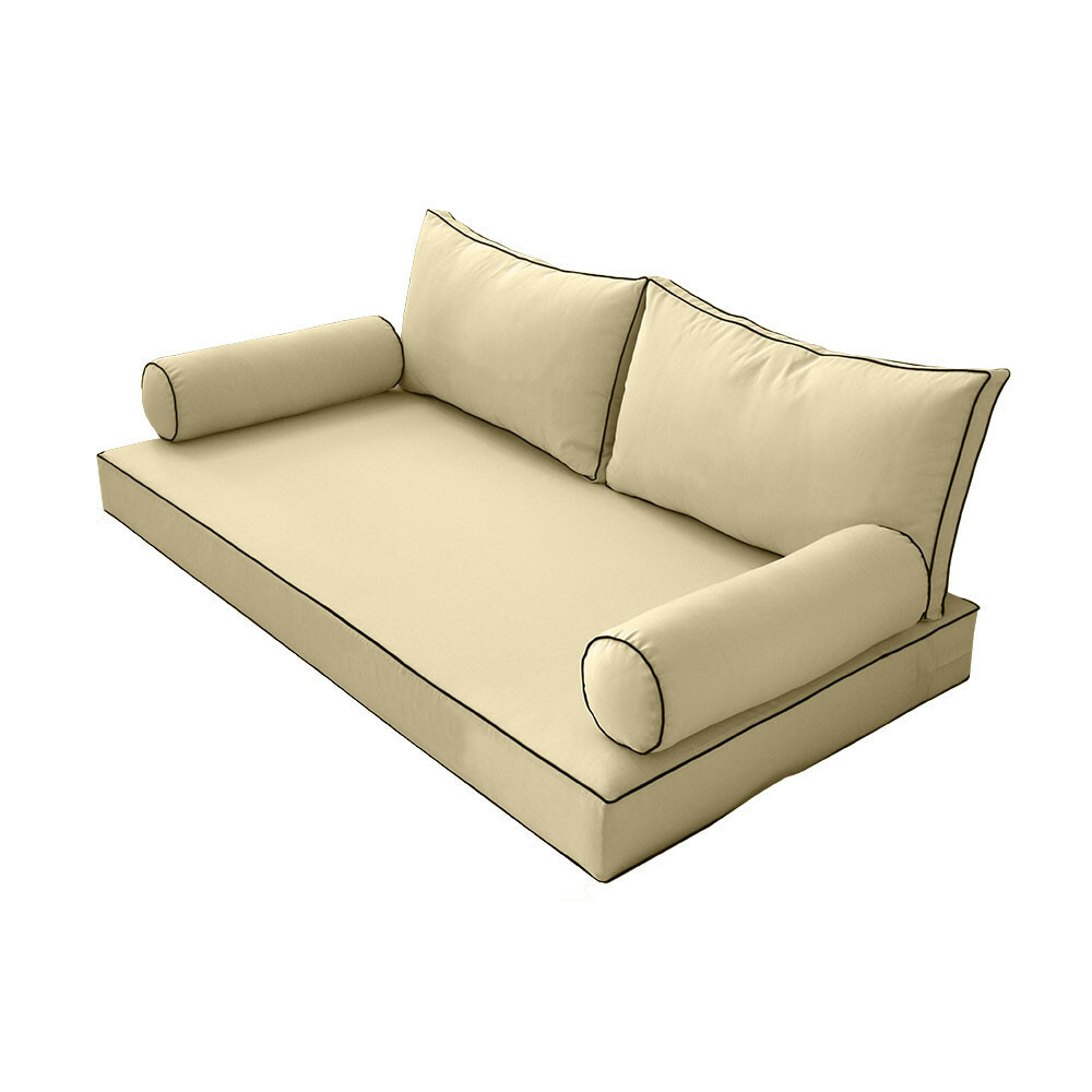 |COVER ONLY| Style2 Twin Contrast Trim Daybed Mattress Bolster Back Covers AD103