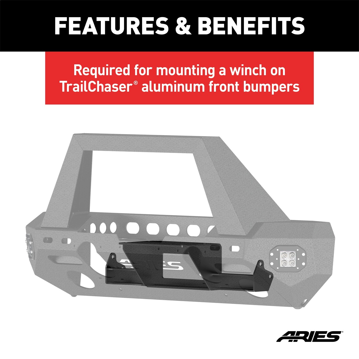 ARIES 2072102 TrailChaser Bumper Winch Reinforcement Bracket for Jeep JL, JT