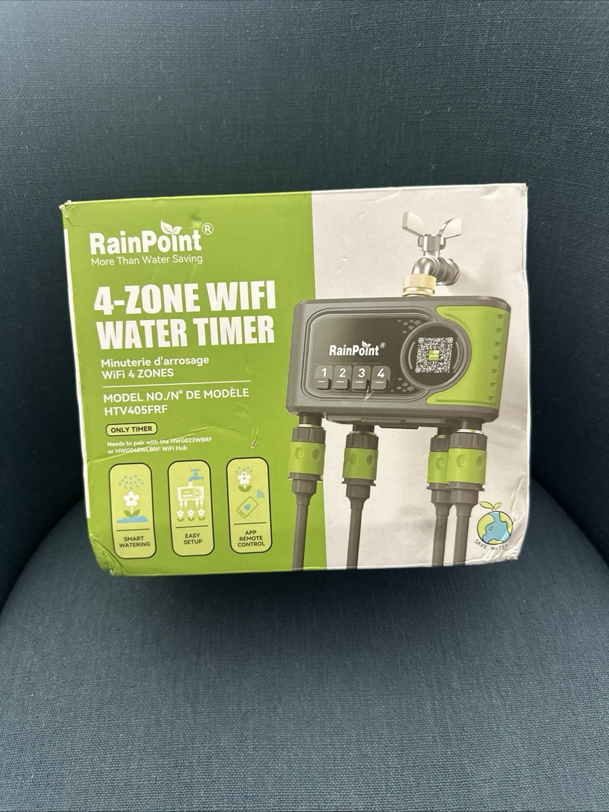 RAINPOINT 4-Zone WiFi Outdoor Smart Water Timer With Hub, APP/Voice Control Auto