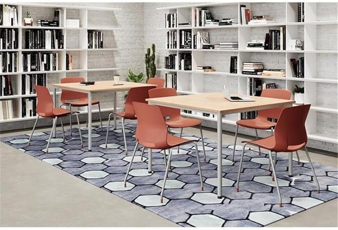 KFI Home or Office 42" Square Kitchen Pantry Table w 4 White Imme Stack Chairs