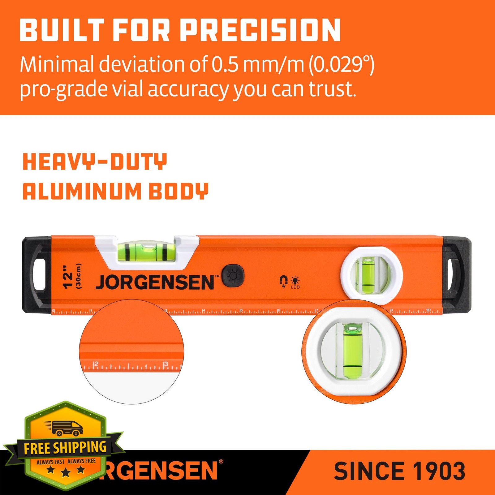 Jorgensen 12 inch LED magnetic box level