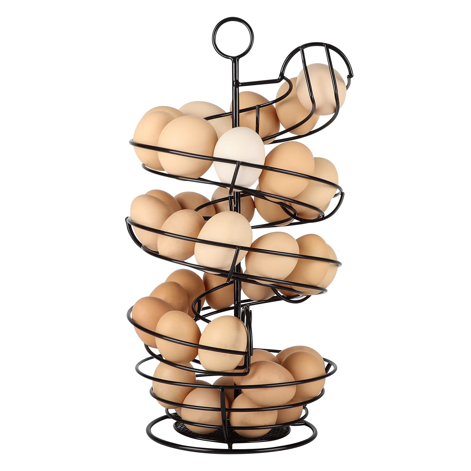 Black Metal Egg Holder Countertop, Fresh Egg Skelter, Spiral Design Egg Dispe...