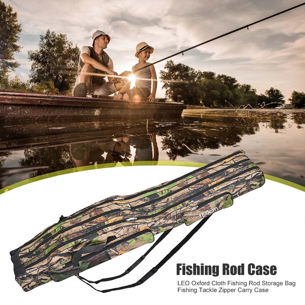 150cm Portable Folding UK Fishing Rod Holdall Bags Carrying Case For Rod & Reel