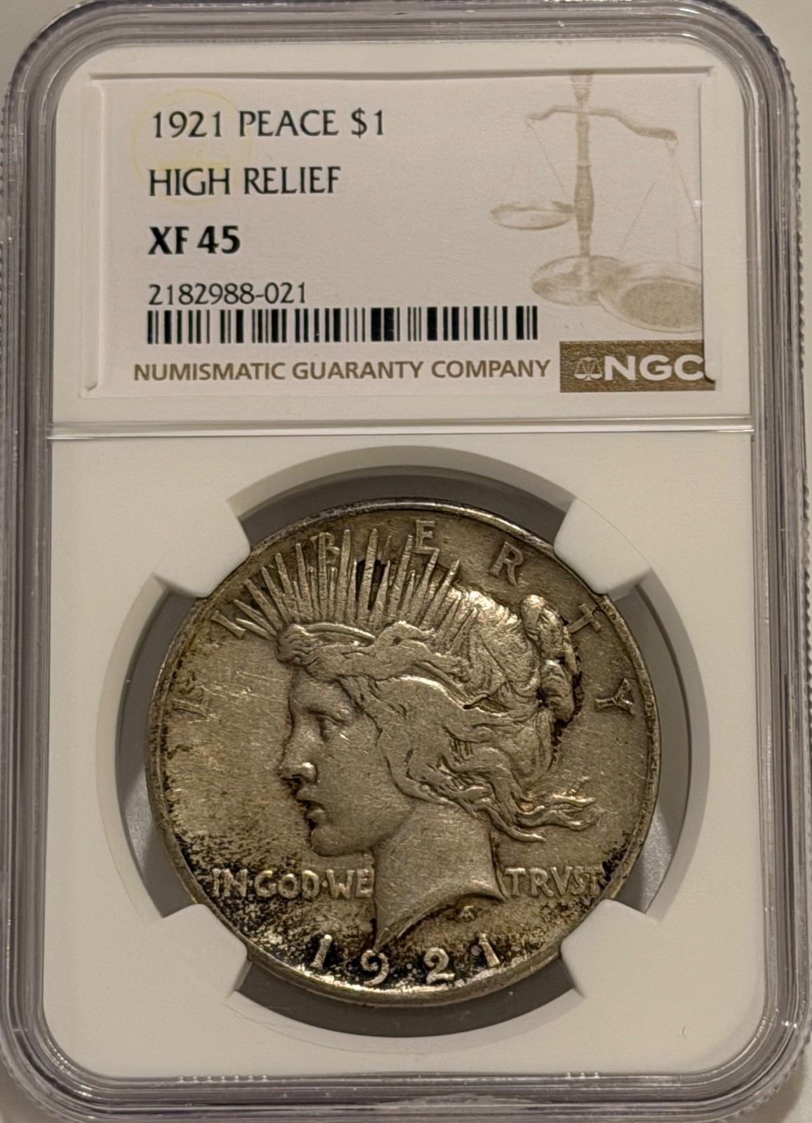 1921 Peace Silver Dollar NGC XF45 Key Date Peace