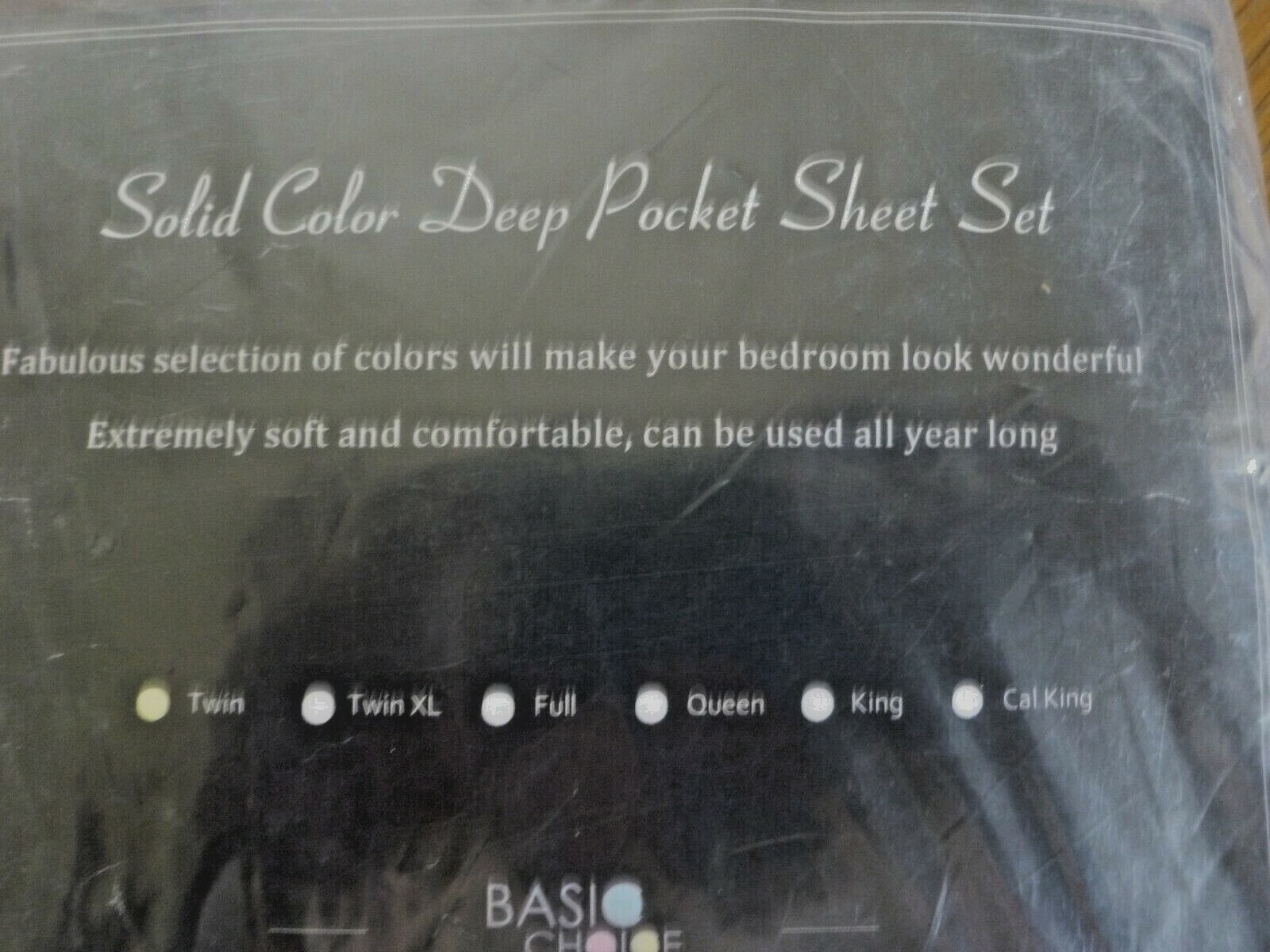 Basic Choice Solid Color(Black)Deep Pocket Twin Sheet Set, Easy Care Microfiber