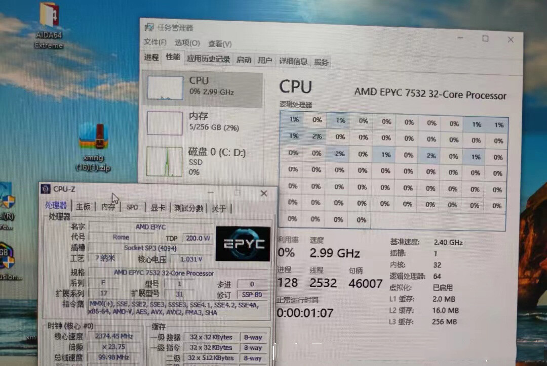 AMD EPYC™ 7532 official version CPU processor 32 cores 64 threads 2.4-3.3GHZ SP3