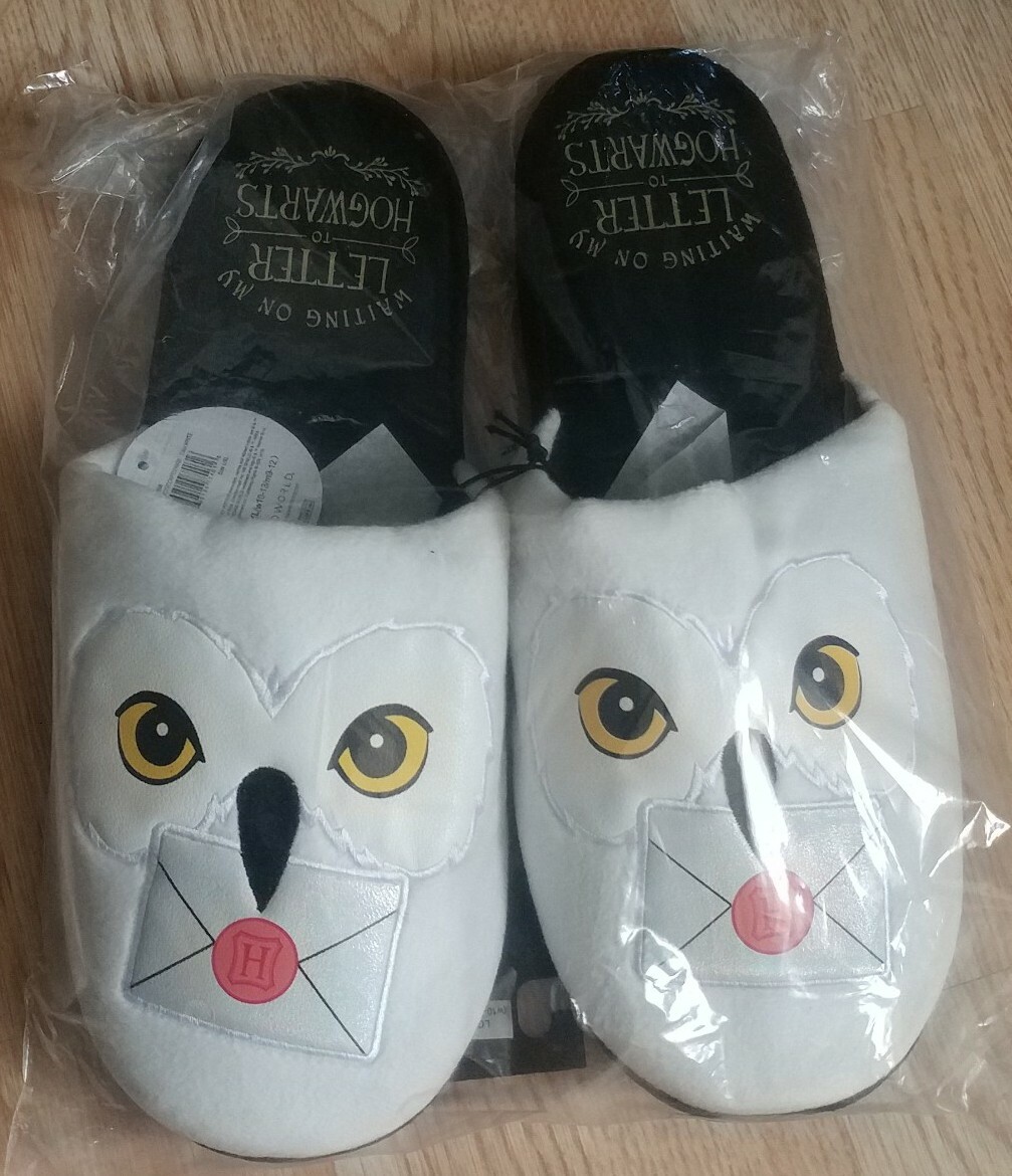 Harry Potter Hedwig Owl Slippers Womens 10-13 Mens 9-12 Letter To Hogwarts New