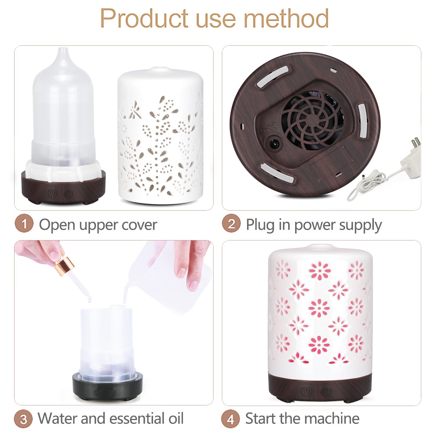 Electric Oil Diffuser Humidifier Home Steamer Air Purifier Cool Mist Purifier