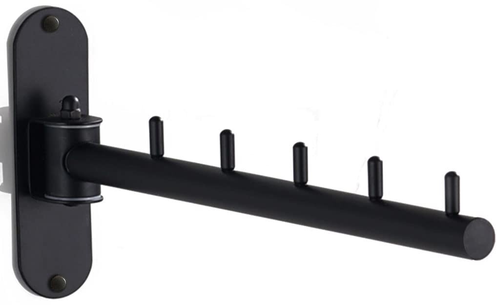 Folding Wall Mounted Clothes Hanger Rack with Swing Arm, Foldable 180°Rotatio...
