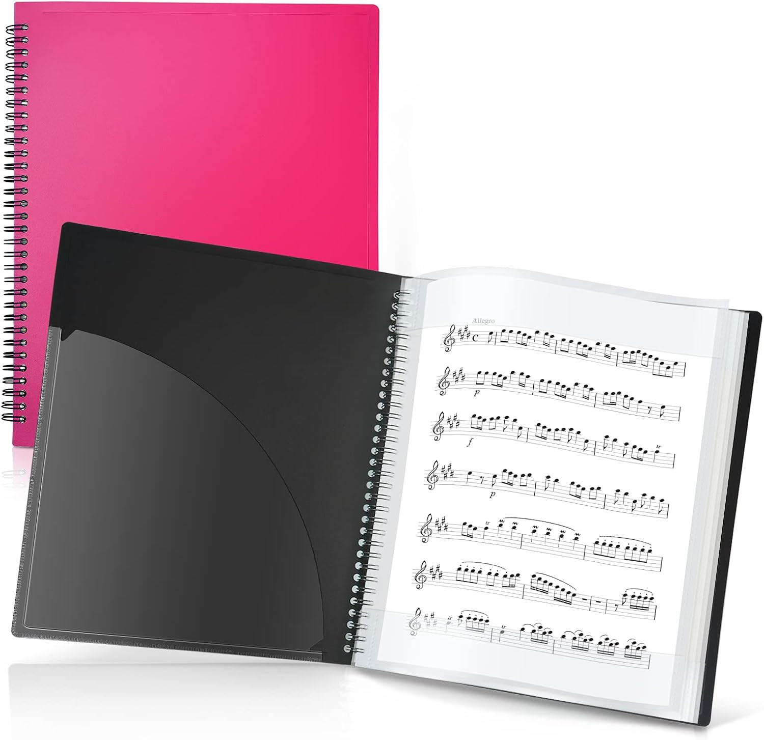 Sheet Music Folder 8.5x11 - Dual Use Music Holder (Pink), Store Pages Inside 24