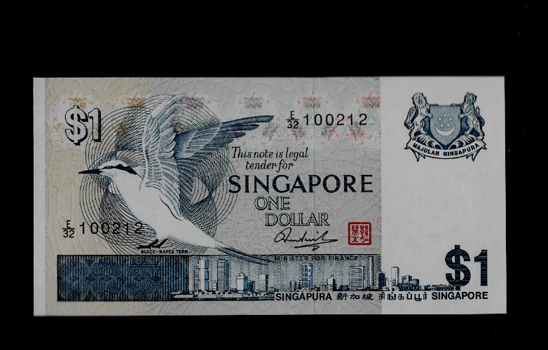 SINGAPORE ( 1 ) BANK NOTE  1  DOLLAR  ND(1976)   P  9  CRISP UNCIRCULATED