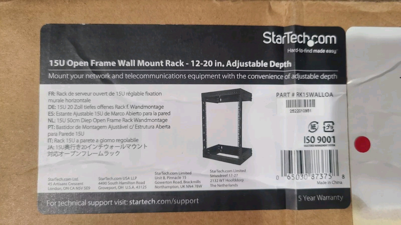 StarTech.com RK15WALLOA Wall Mount Server Rack - 15U Rack - 12- 20 in Adjustable