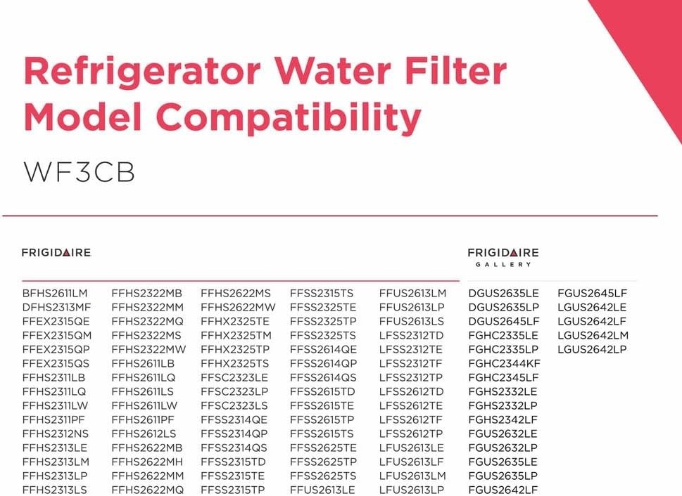 Frigidaire WF3CB Water Filter for Frigidaire Refrigerator - White 1PC