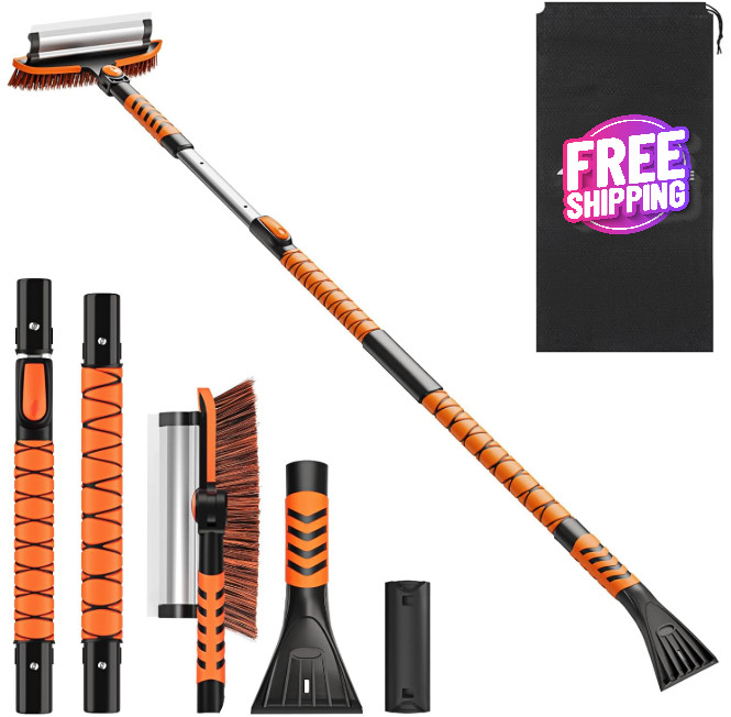 Cepillo para nieve y raspador de hielo extensible de 60″, cepillo raspador.