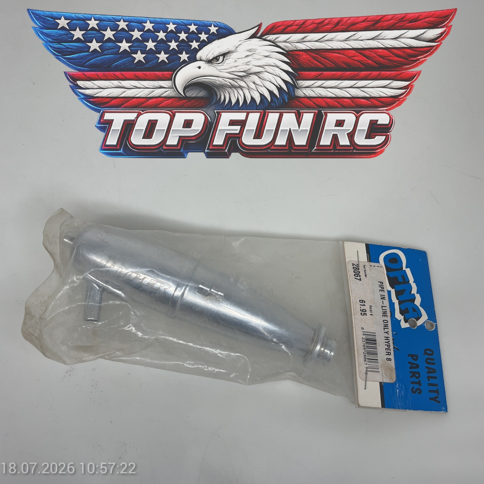 OFNA 28067 In-Line aluminum exhaust manifold for 1/8 scale nitro vehicles