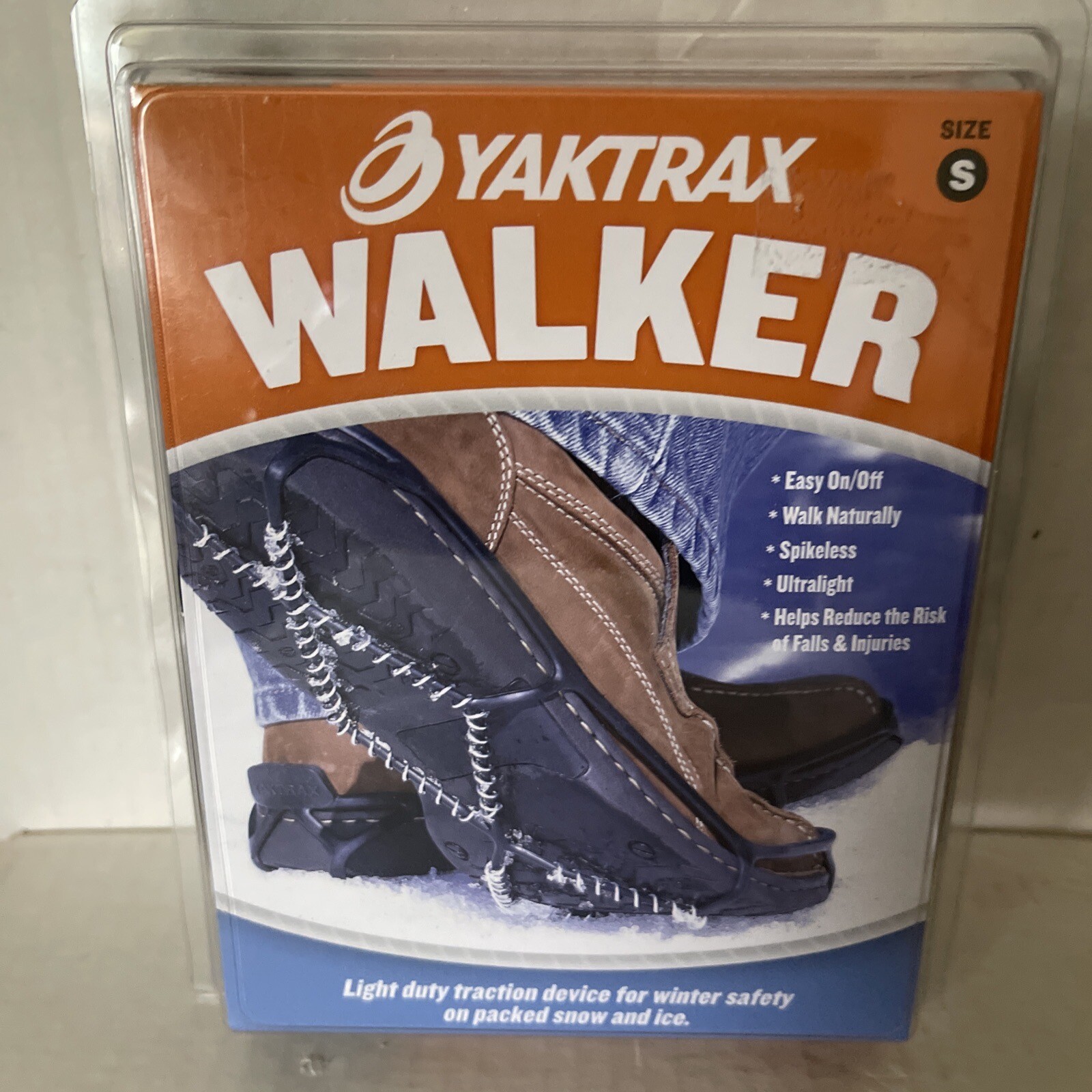 Yaktrax Walker Spikeless Traction Ice Snow Size S Women's 6.5-10 Men's 5-8.5