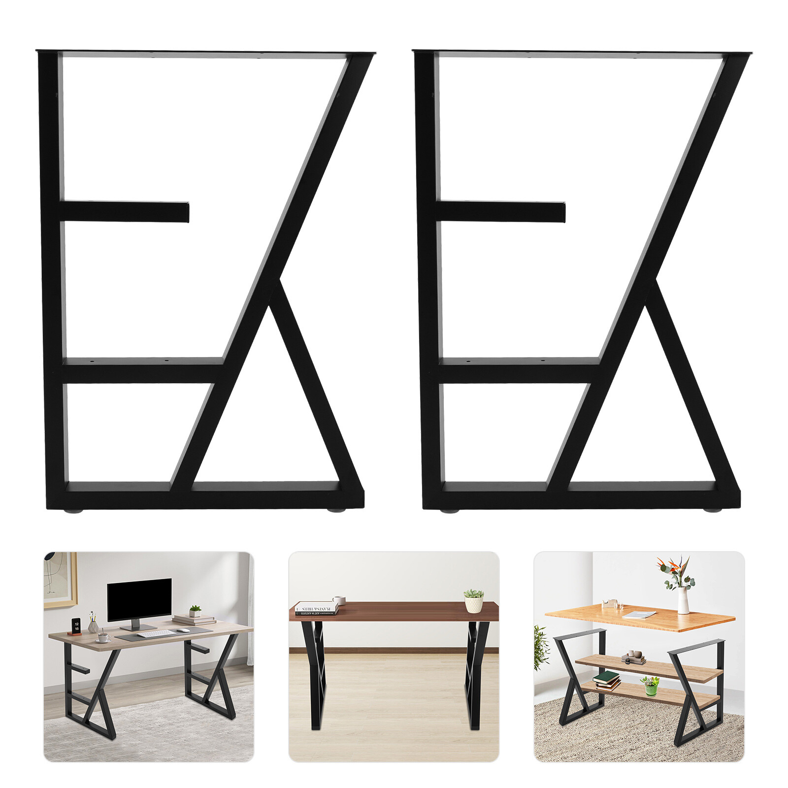 Modern 2PCS Iron Table Legs K-Shaped Floor Standing Dining Table Legs Black NEW