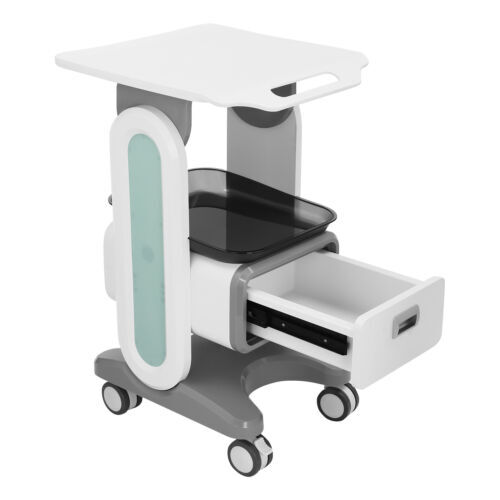 3 Tiers Lab Carts Mobile Medical Cart with 1 Drawer & 2 Tray Lab Serving Cart