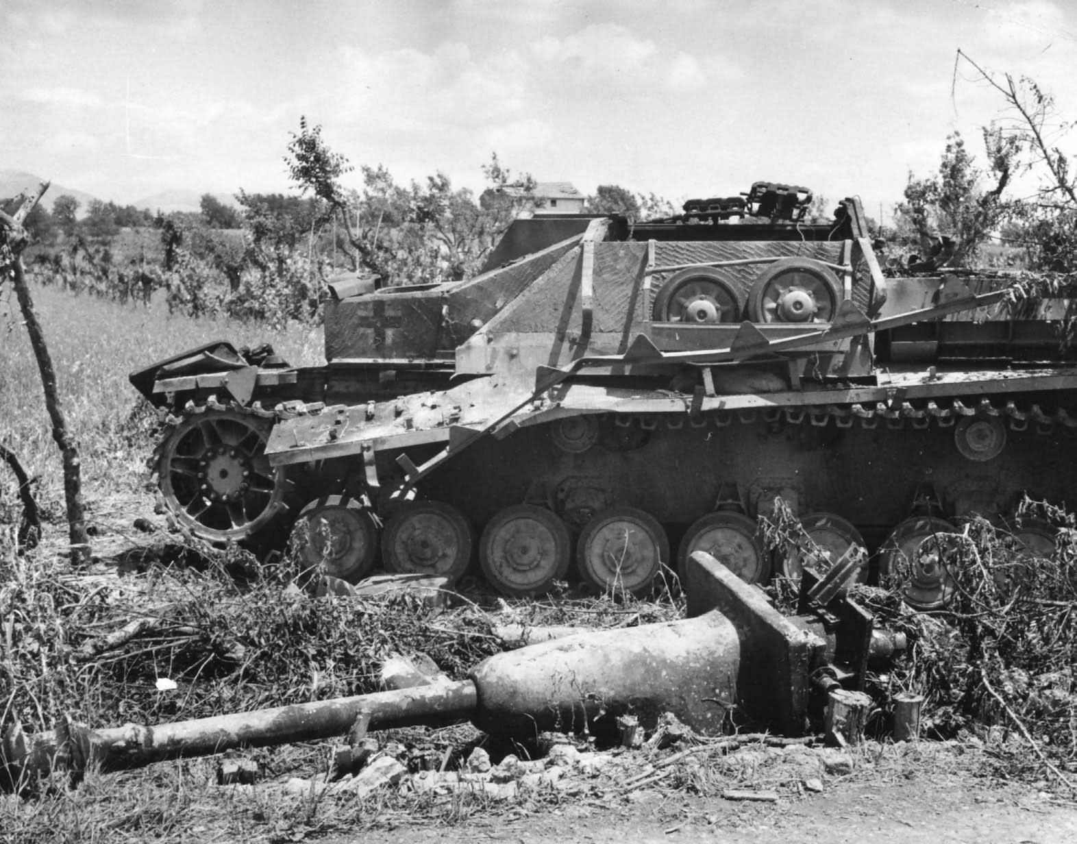 WWII Photo German Stug IV  Knocked Out Italy 1944  WW2 B&W World War Two/ 4115