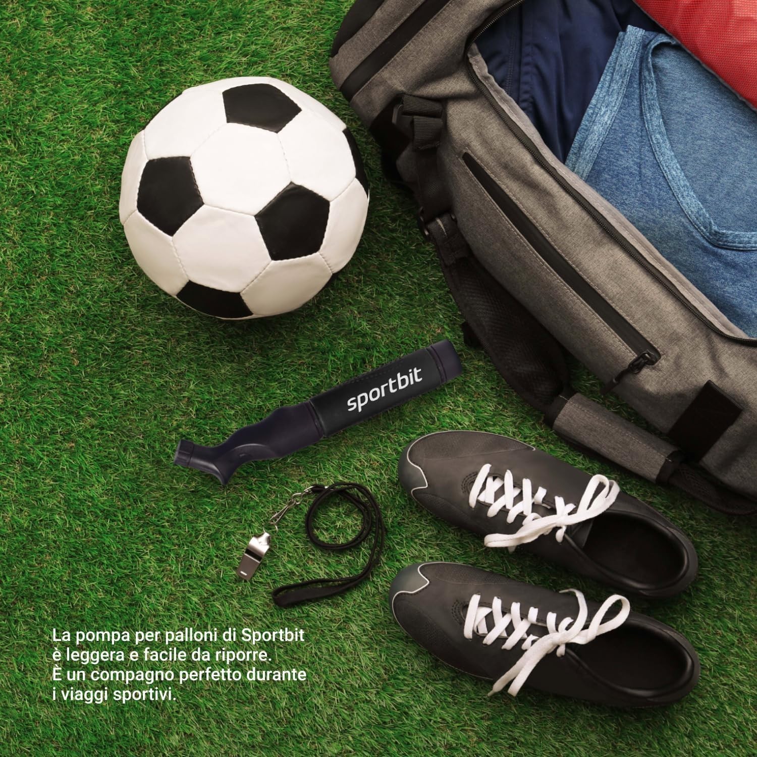 SPORTBIT Ball Pump for Sports Balls - Push & Pull Inflating System - Black