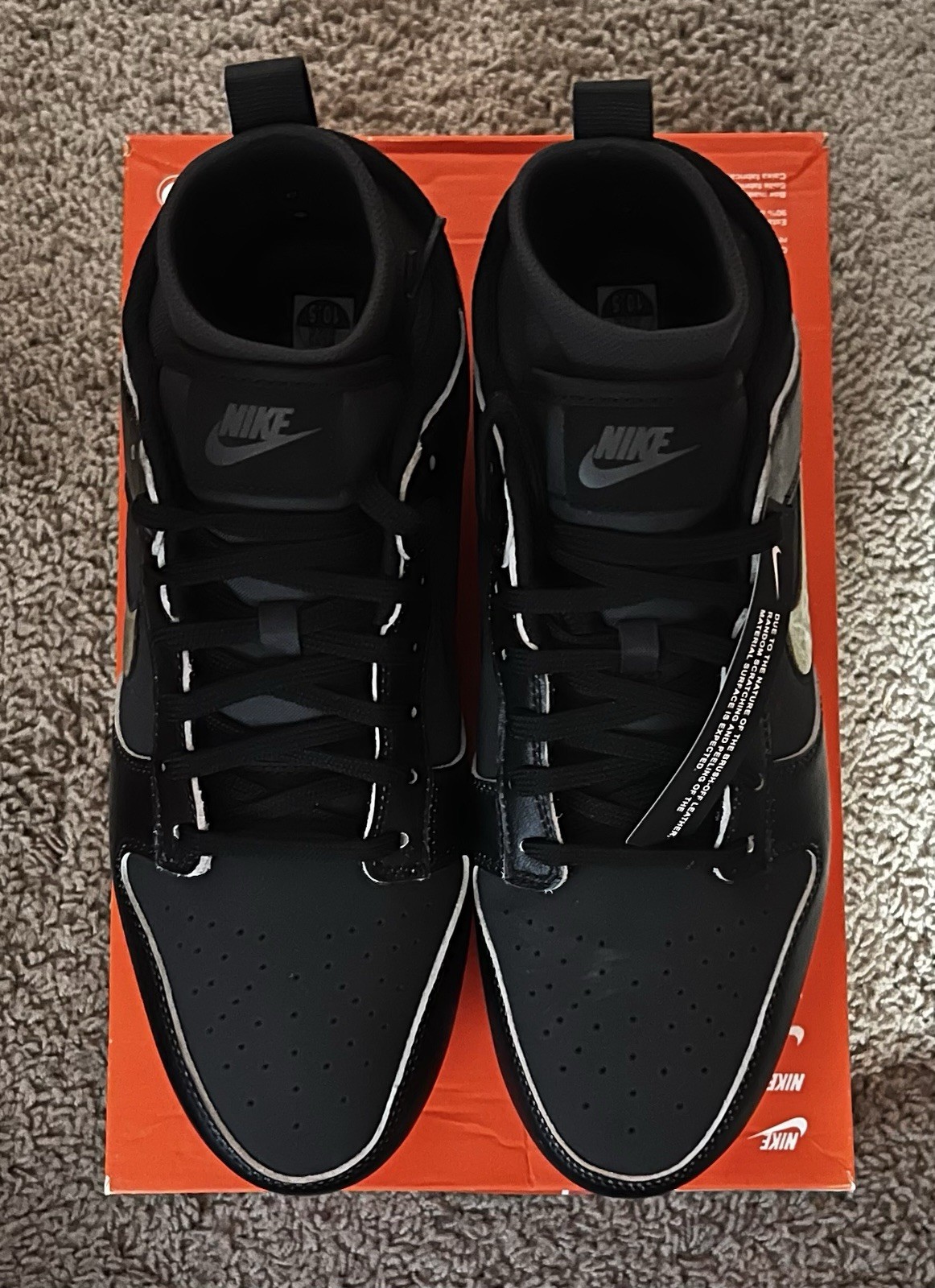 Size 10M- Nike Alpha Menace Dunk 'Black Off Noir Gold' NBY HV6923-001