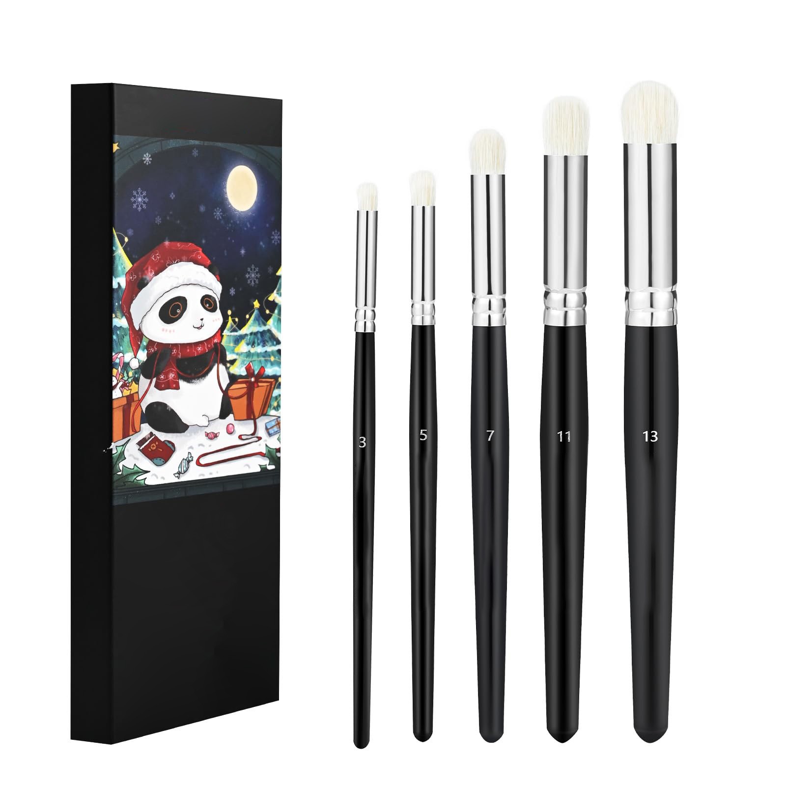 Miniature Dry Brush Set, 5 Sizes, Hobby Detail Brushes, Acrylic Oil, Black