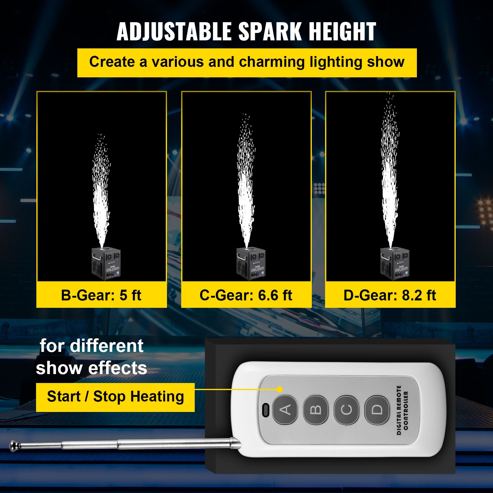 Uimoso 4pcs Cold Spark Machine DMX Stage Effect Machine 3-16ft Wedding DJ Events