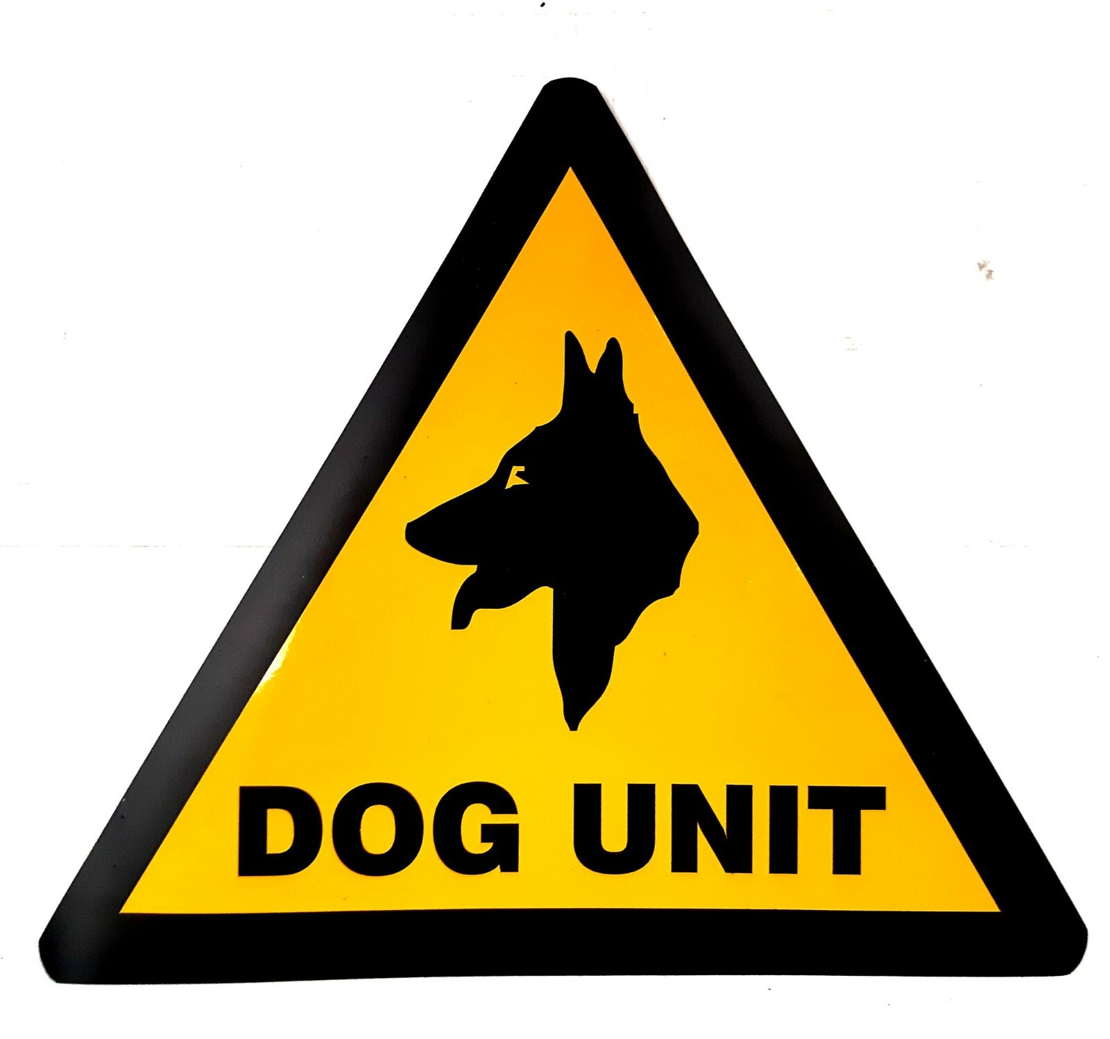 Dog Unit Triangle 250mm Ridged ACM Warning Sign with Text reflective