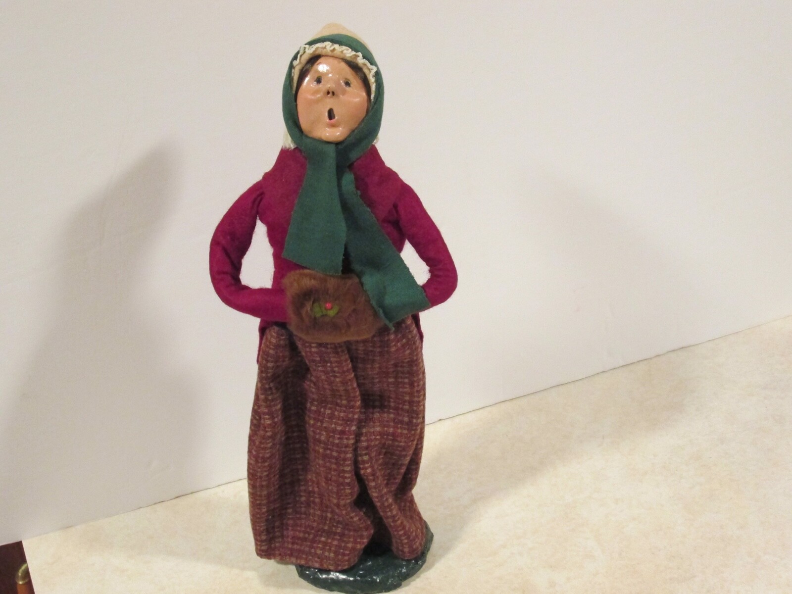 Byers Choice Retired 1984 Woman with Plaid Skirt Bumpy Base