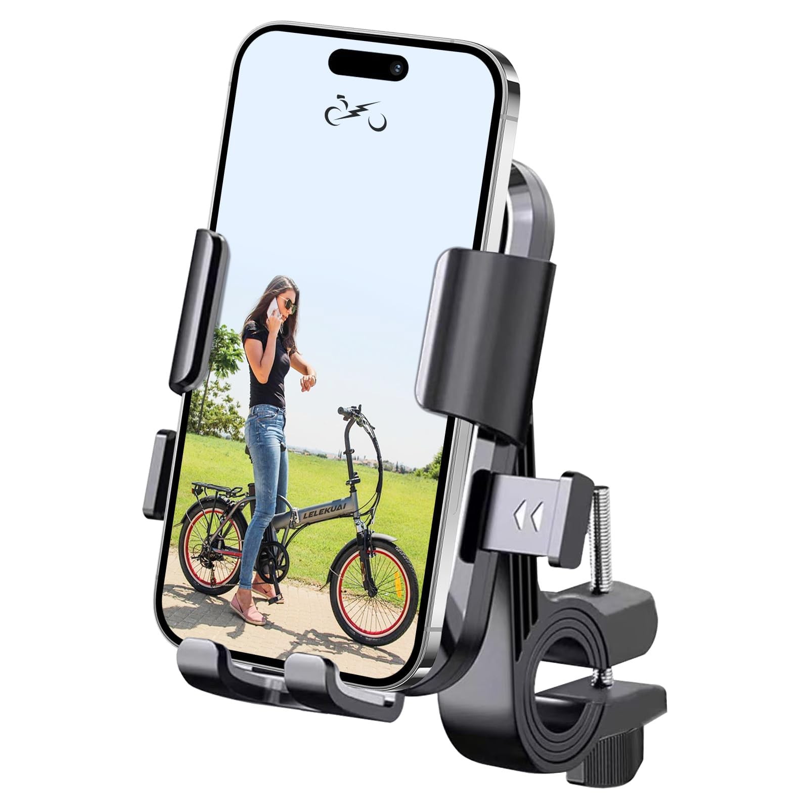 Bike Phone Mount for Motorcycle & Ebike – AntiShake Handlebar Phone Holder, U...