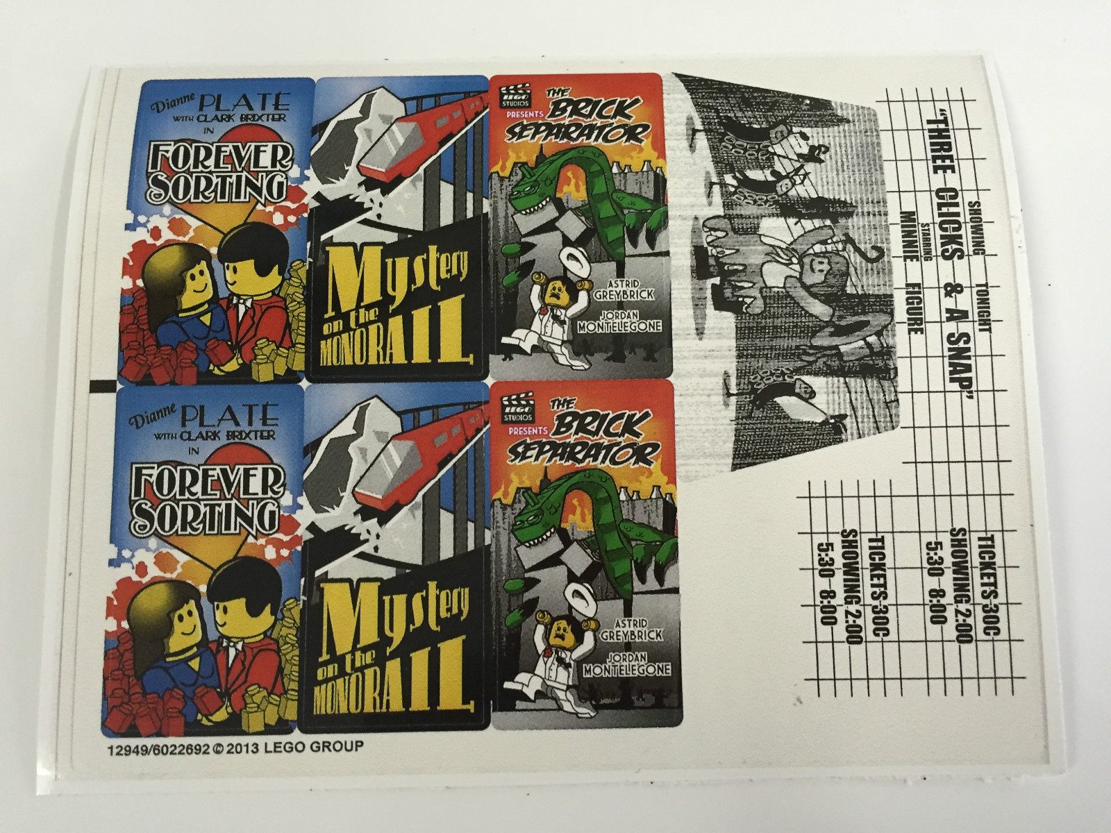 Creator Palace Cinema for Lego 10232 replacement decal sticker 12949/6022692