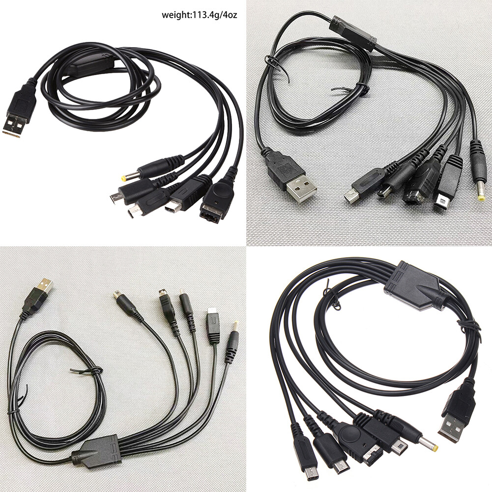 US 2Pc 5-in-1 USB Cable Nintendo 3DS, GBA SP, DS, DS Lite, DSi, 3DS XL, 2DS XL