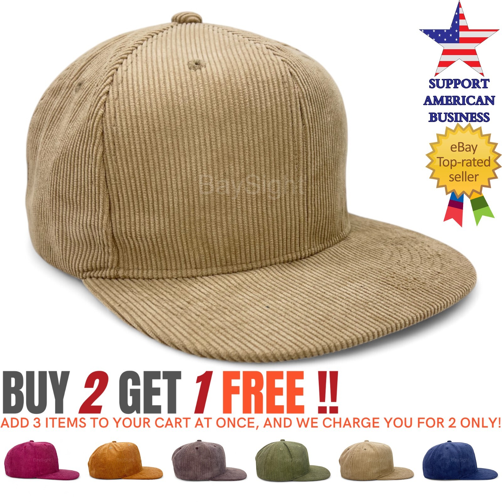 Corduroy Snapback Adjustable Hat Baseball Solid Plain Blank Cap Men Women